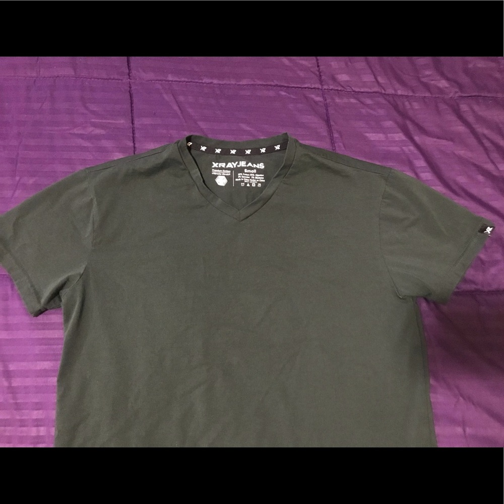 Dark Green Stretchy V-Neck Shirt